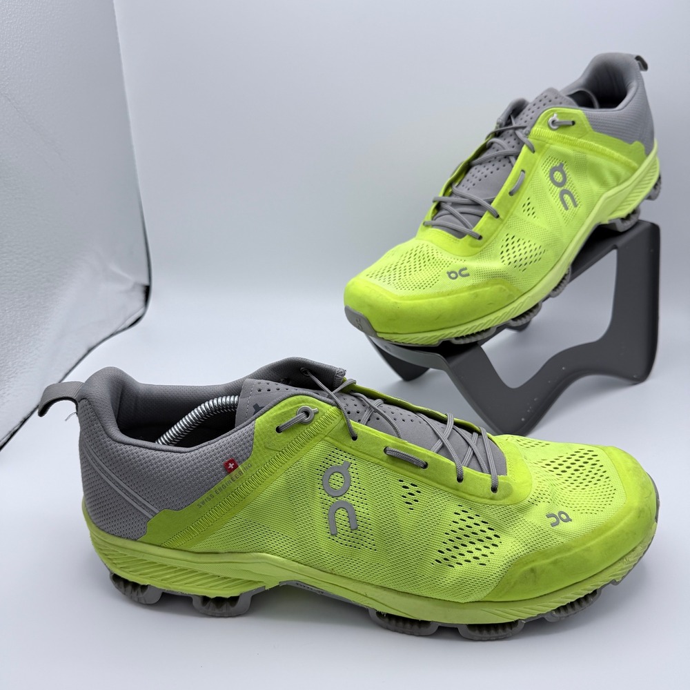 On Running Cloudventure Mens 13 Trail Running Shoes Neon Yellow Grey Low Top